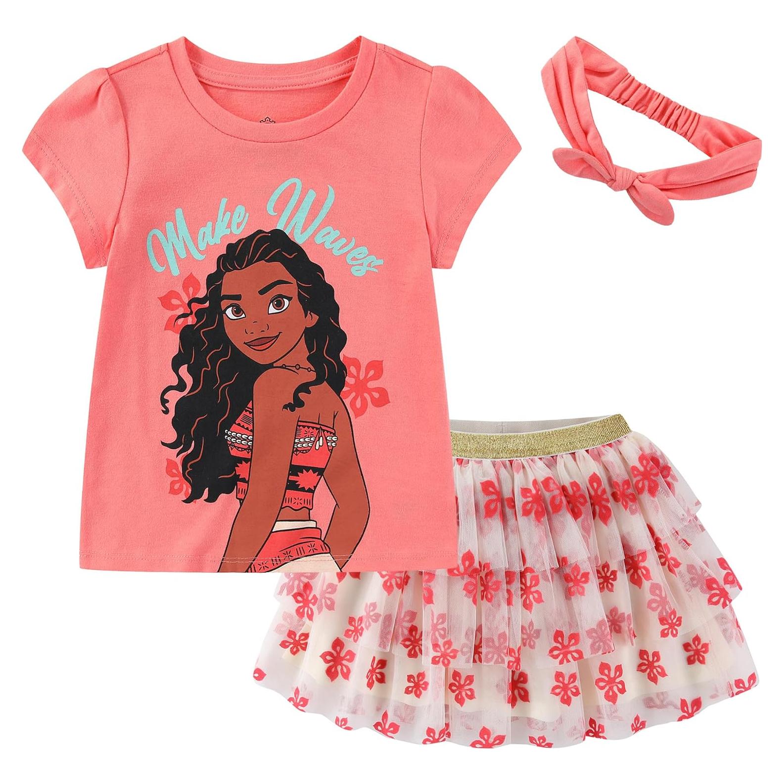 Conjunto camiseta y falda de tul Frozen para niñas 2T a 10