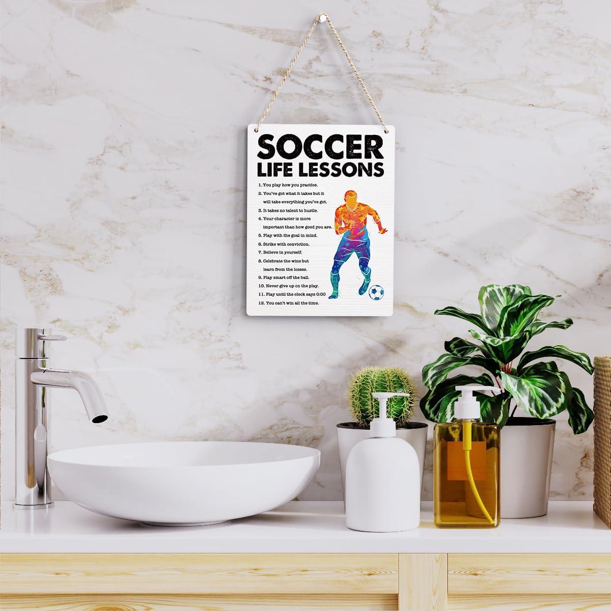 Cartel de Madera Inspiracional BELLOWDEER Fútbol 20x25 cm