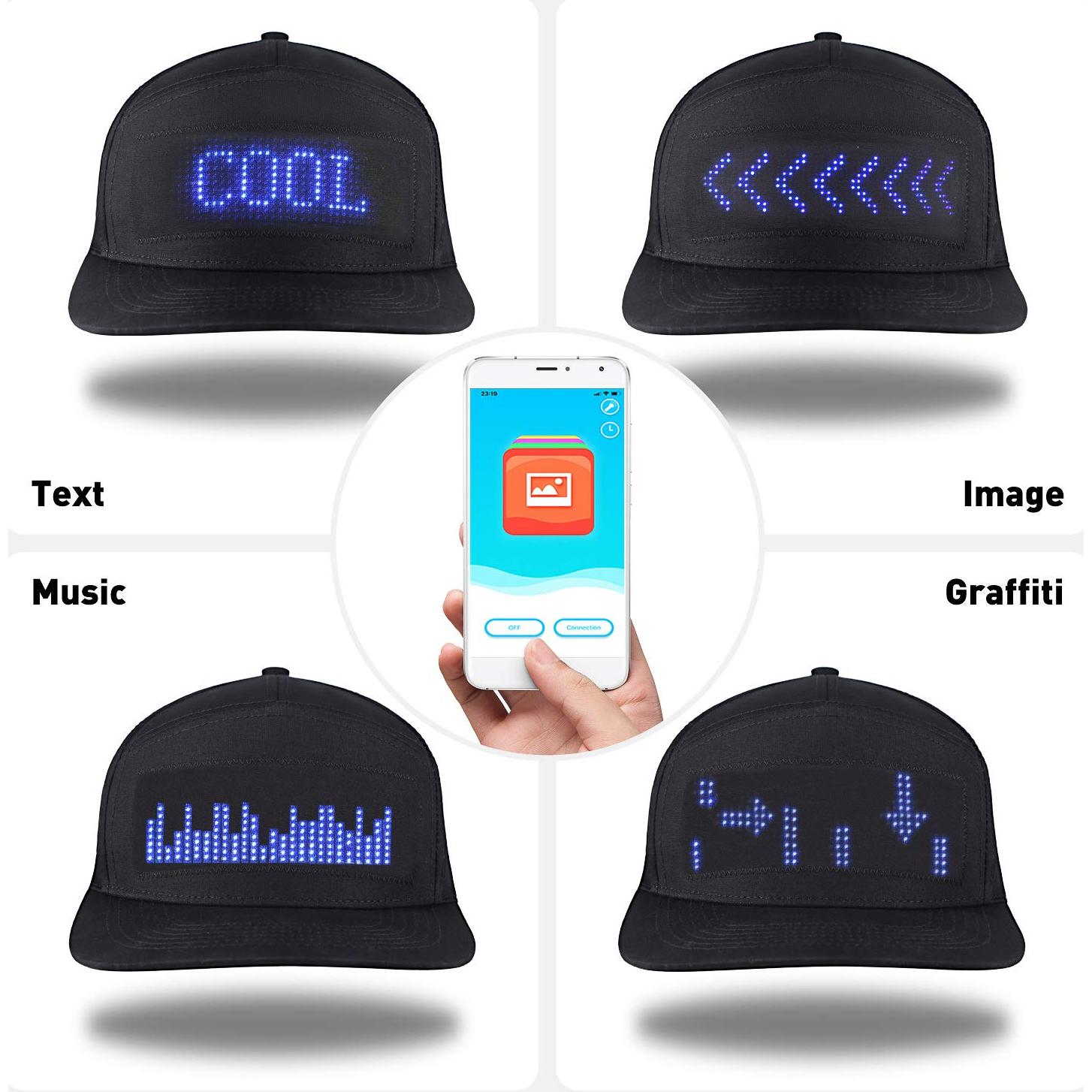 Gorra LED Alavisxf XX Ajustable con Pantalla Desmontable