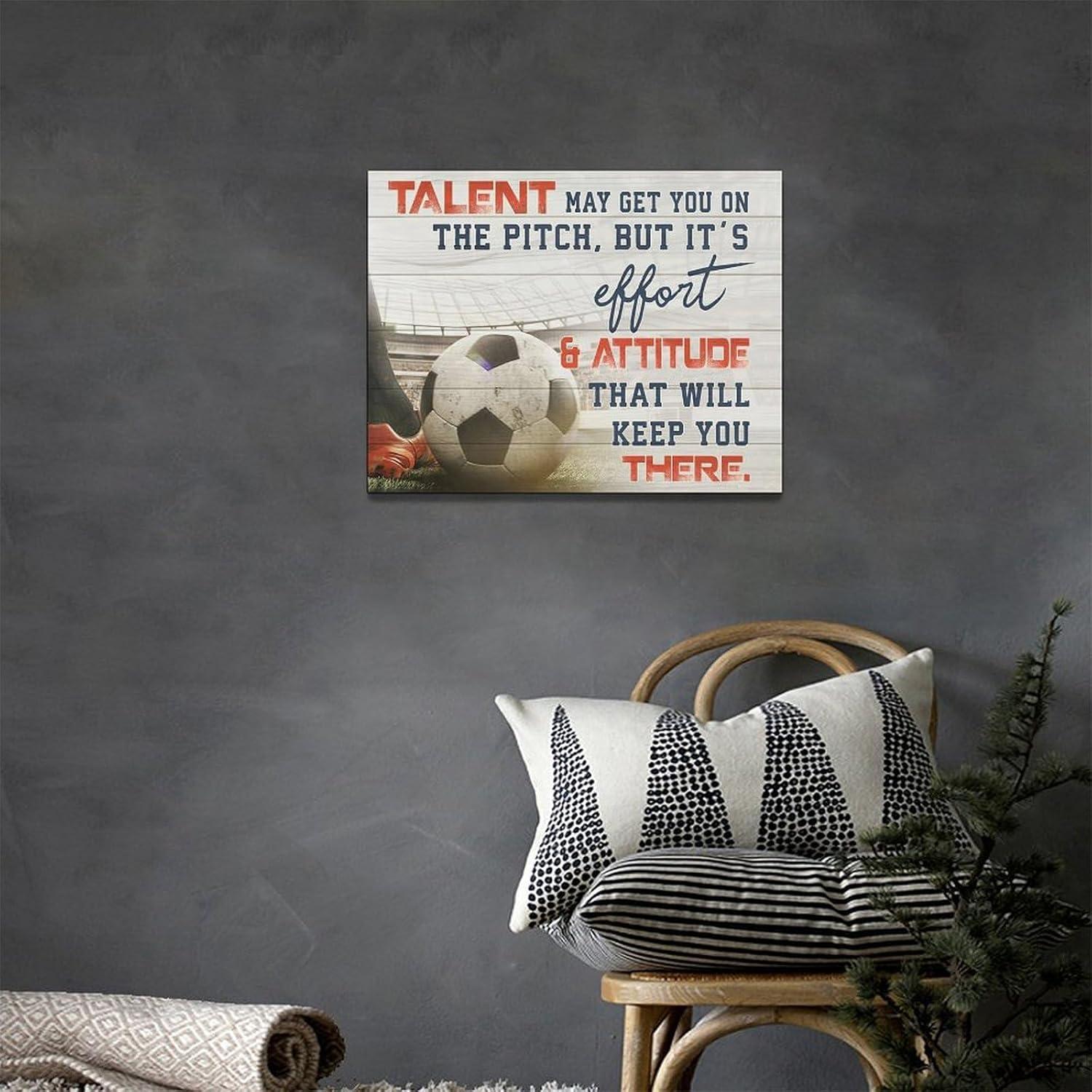 Pintura de Pared de Fútbol Motivacional 40x30 cm - Regalo Ideal