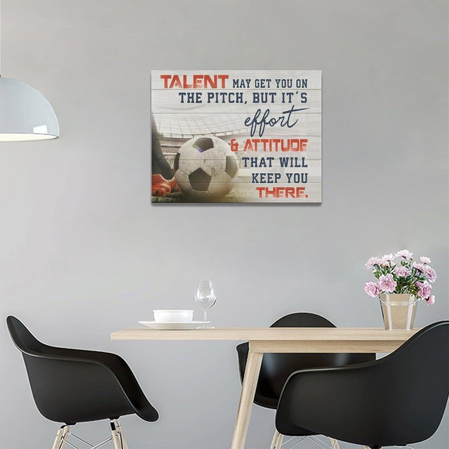 Pintura de Pared de Fútbol Motivacional 40x30 cm - Regalo Ideal
