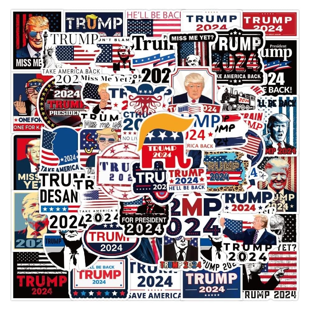 50 Pegatinas de Vinilo Impermeables Sticker Universe - Trump 2024