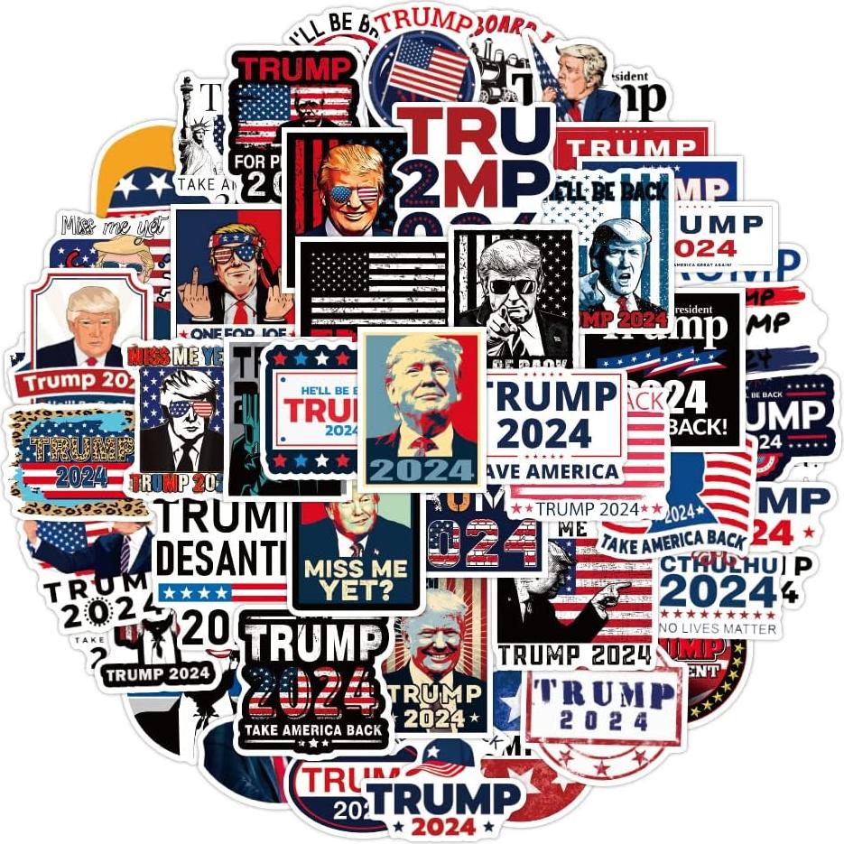 50 Pegatinas de Vinilo Impermeables Sticker Universe - Trump 2024