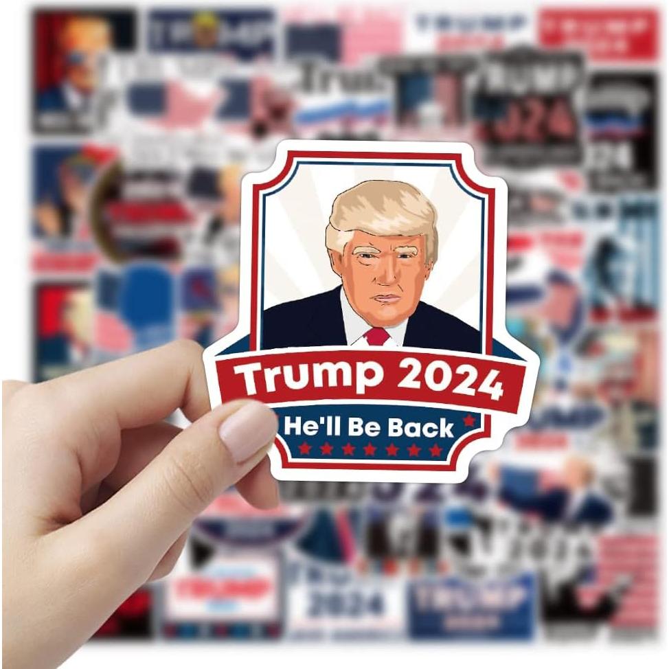 50 Pegatinas de Vinilo Impermeables Sticker Universe - Trump 2024