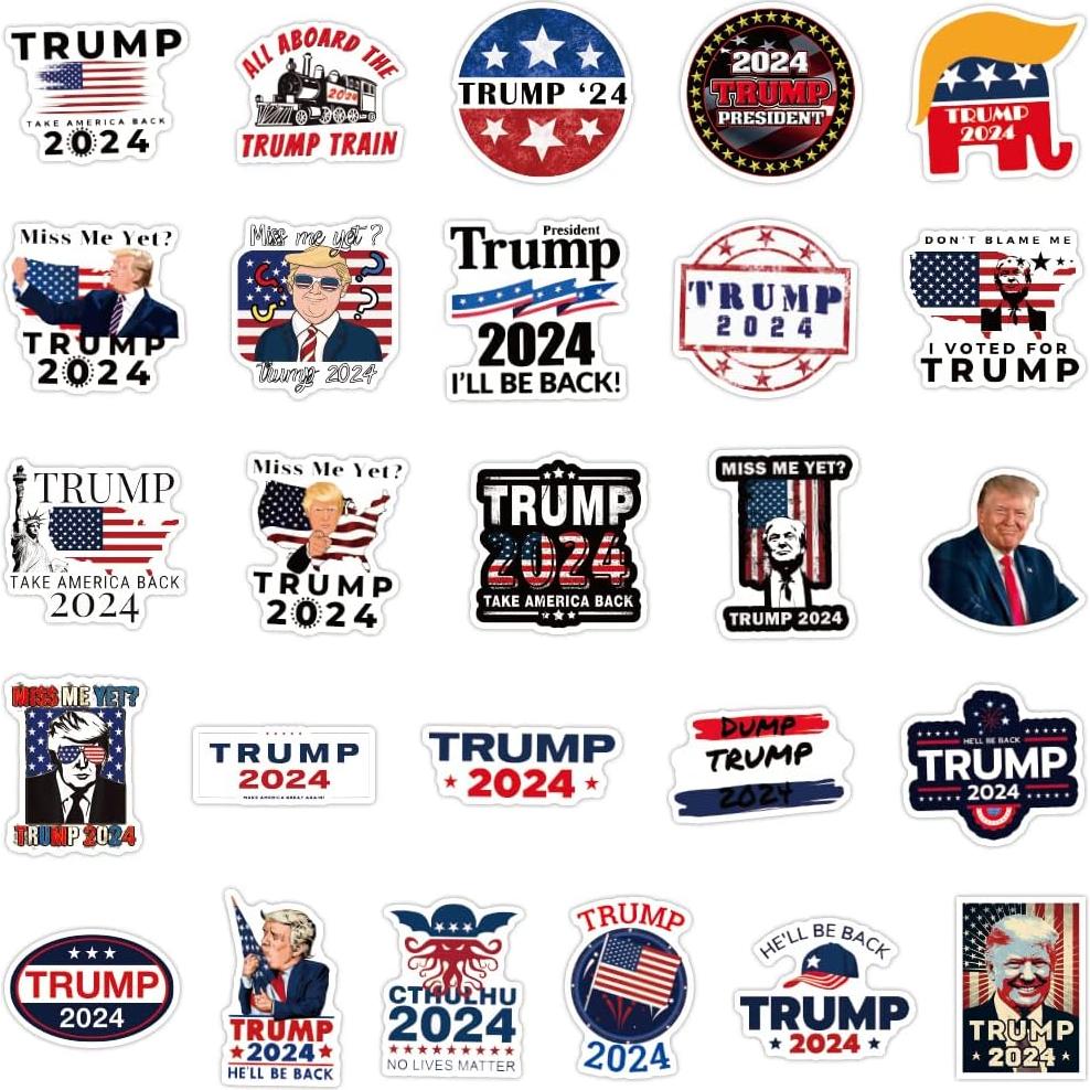 50 Pegatinas de Vinilo Impermeables Sticker Universe - Trump 2024
