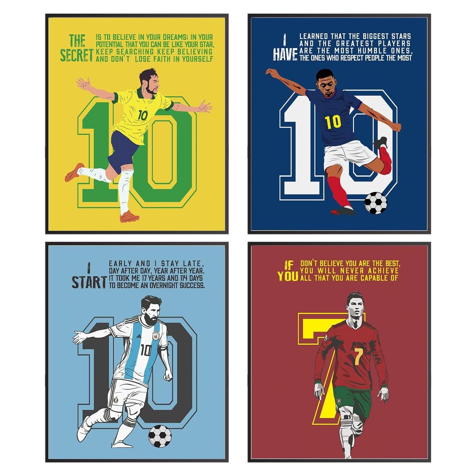 Conjunto de 6 Pósters Motivacionales de Fútbol 20x25 cm