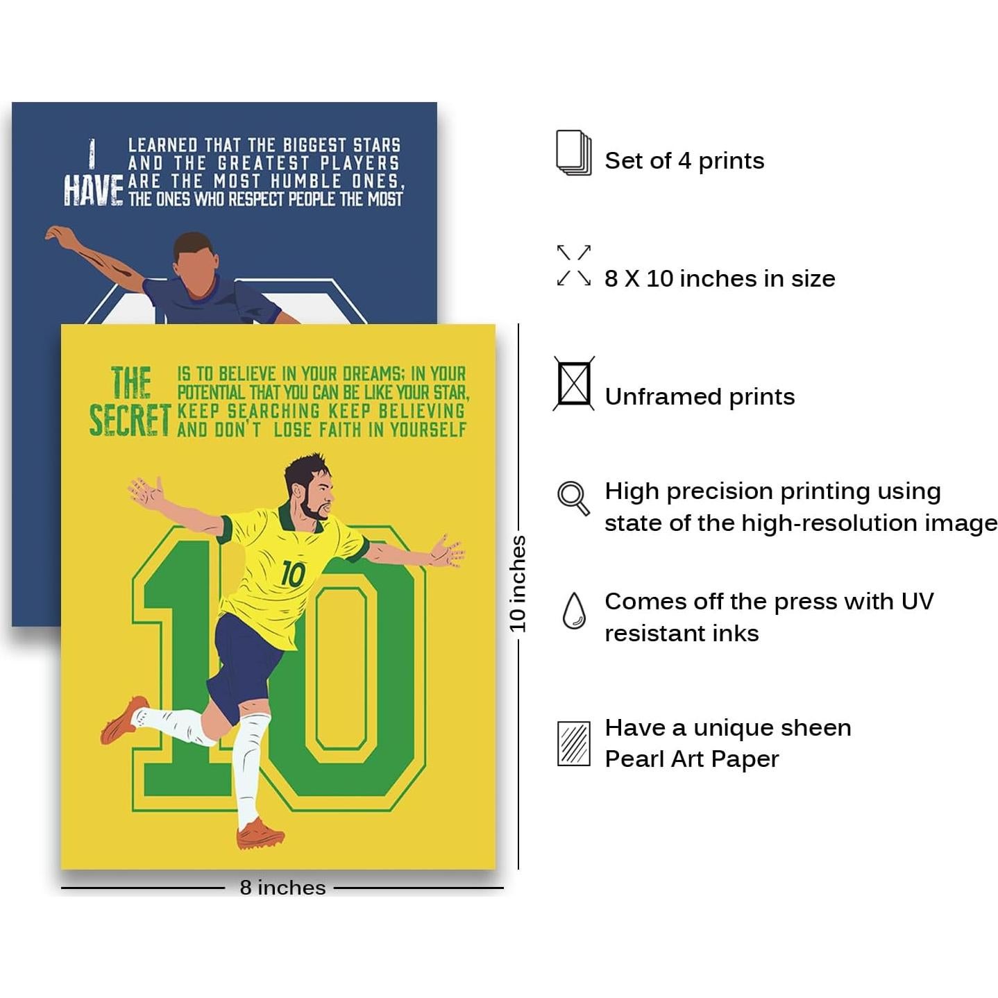 Conjunto de 6 Pósters Motivacionales de Fútbol 20x25 cm