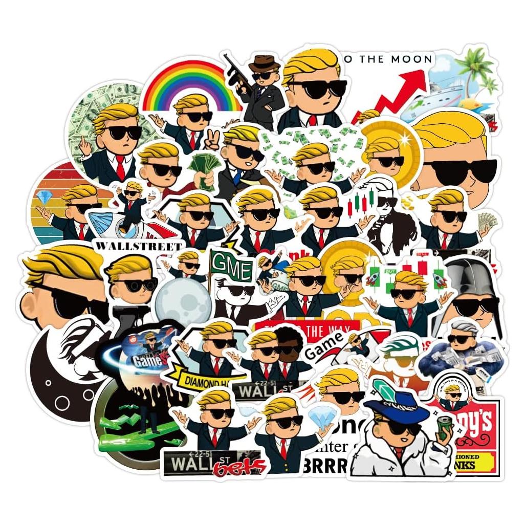 50 Pegatinas de Vinilo Impermeables Sticker Universe - Meme Stocks