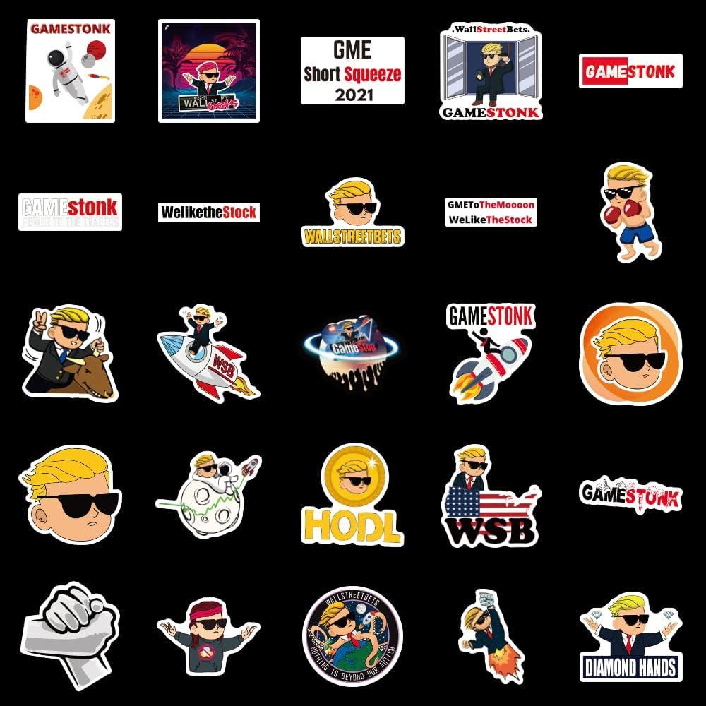 50 Pegatinas de Vinilo Impermeables Sticker Universe - Meme Stocks