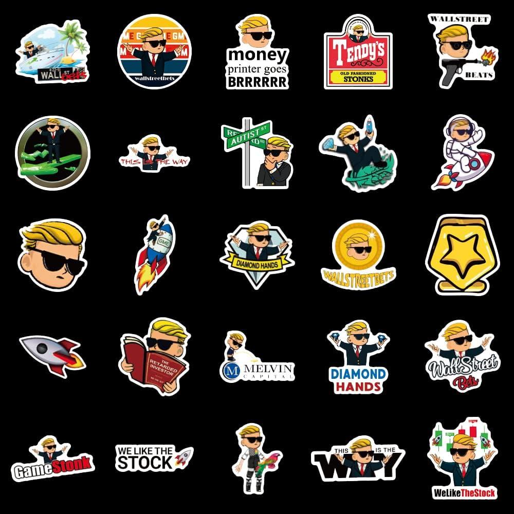 50 Pegatinas de Vinilo Impermeables Sticker Universe - Meme Stocks