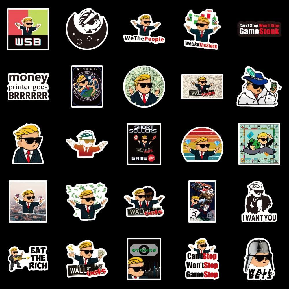 50 Pegatinas de Vinilo Impermeables Sticker Universe - Meme Stocks