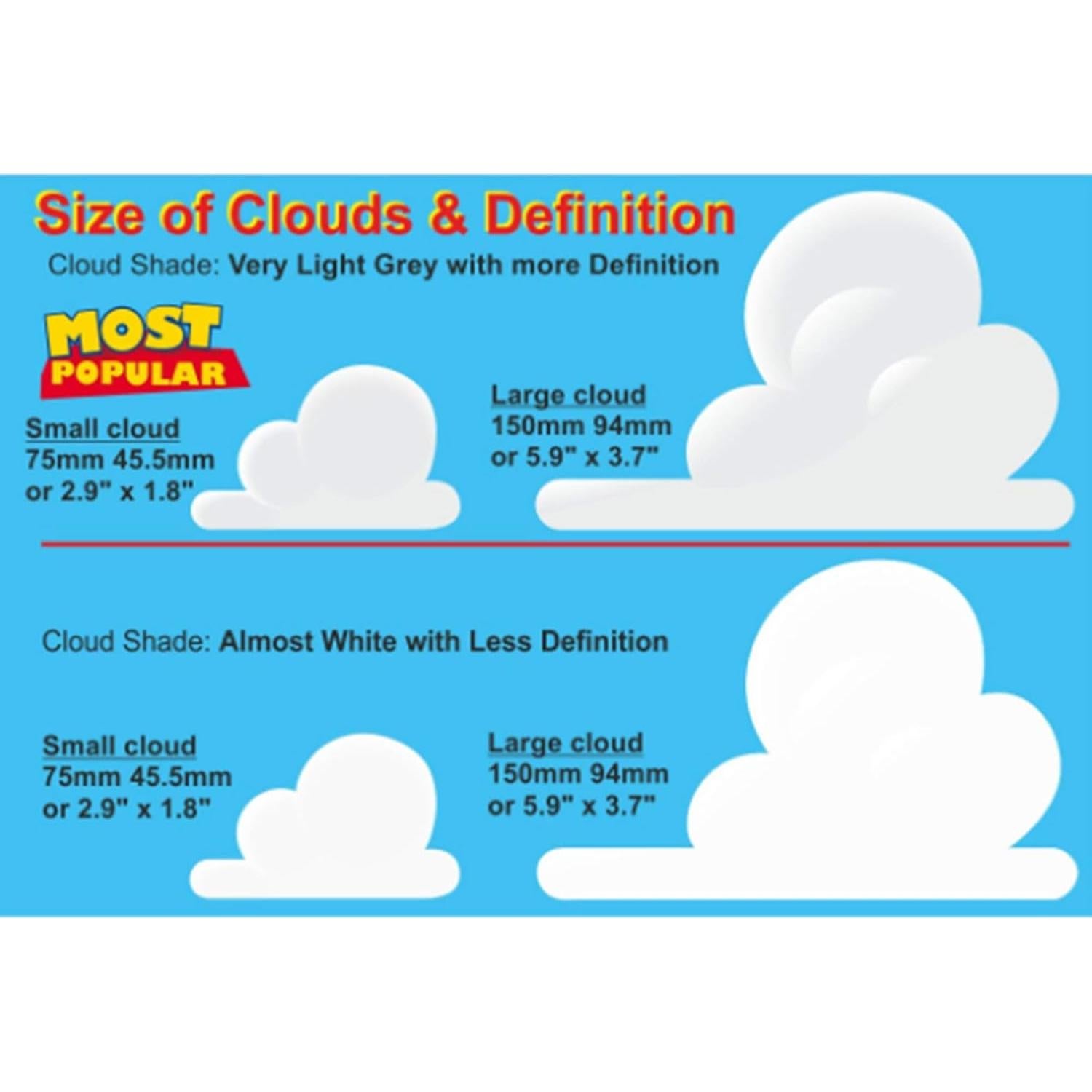 Pegatinas de Vinilo para Pared Nubes Gris Claro 40 Piezas