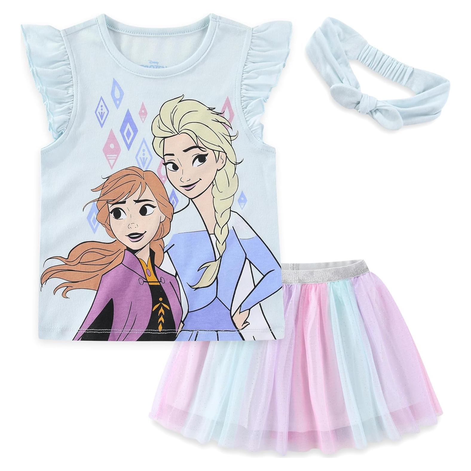 Conjunto Falda Tul y Camiseta Moana Frozen Niñas 3T Azul