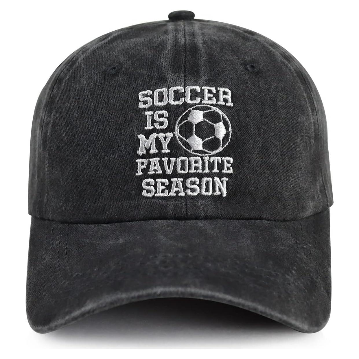 Gorra de Fútbol Ajustable de Algodón Bordada - El Fútbol es Mi Favorito