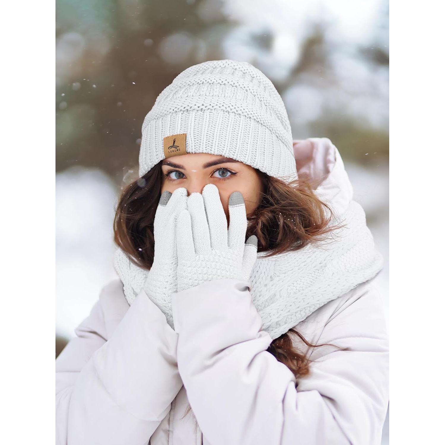 Conjunto de gorro, bufanda y guantes táctiles LOROME - Invierno unisex