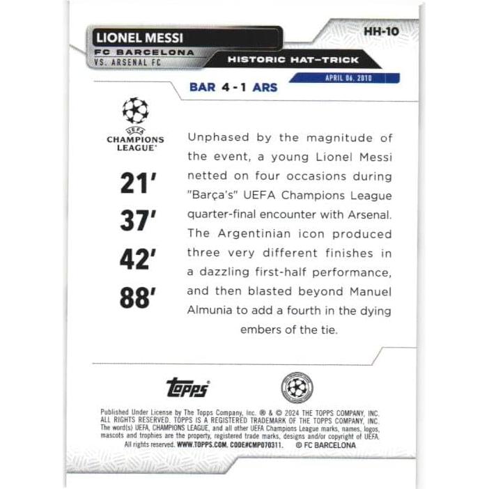 Tarjeta de Fútbol Lionel Messi Topps 2023-24 #HH-10