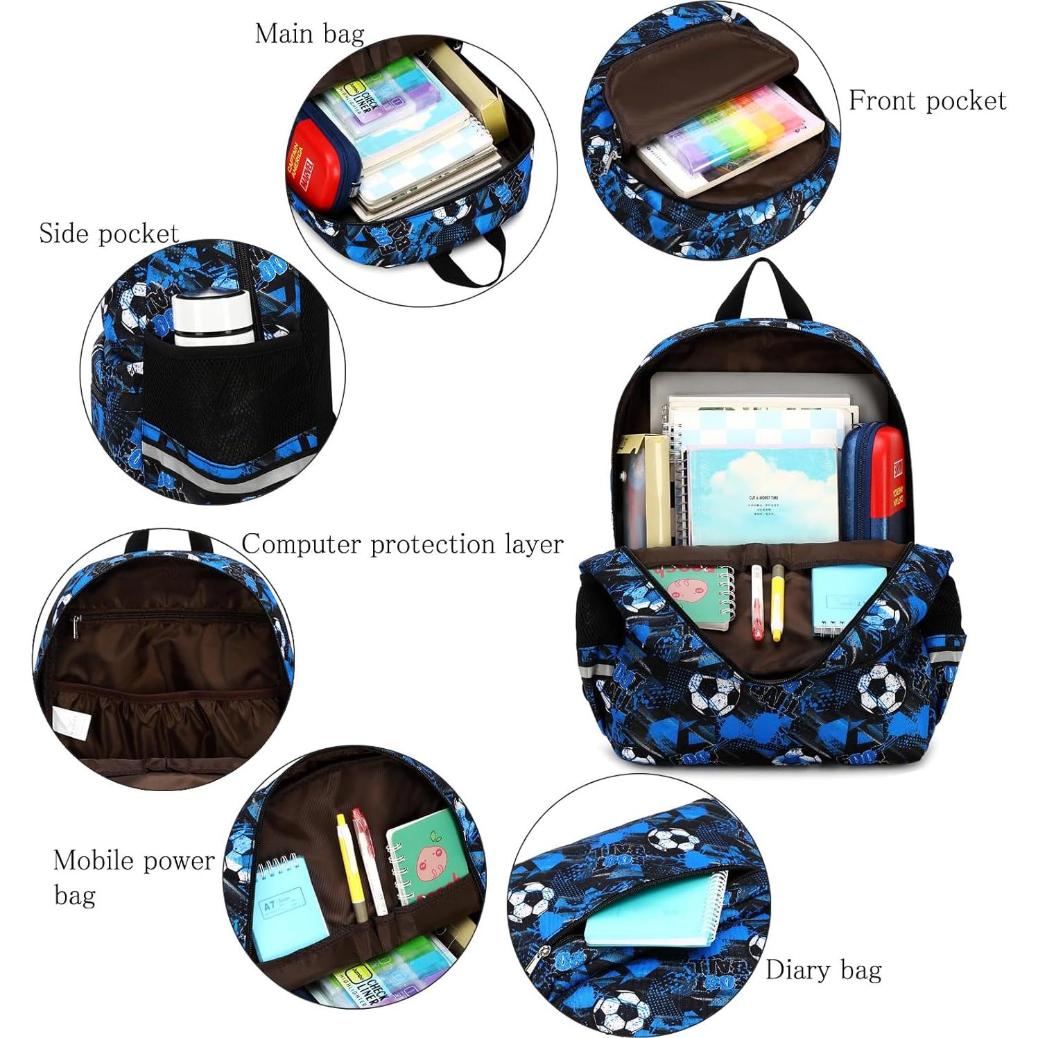 Mochila escolar DSIUE para niños con bolsa de almuerzo 43.2x30.9cm