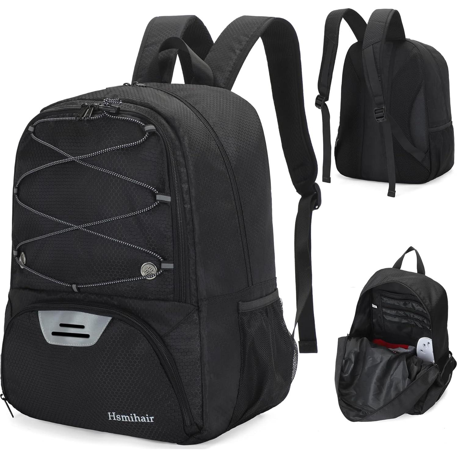 Mochila Deportiva Hsmihair Zqb Negro con Compartimento para Balón