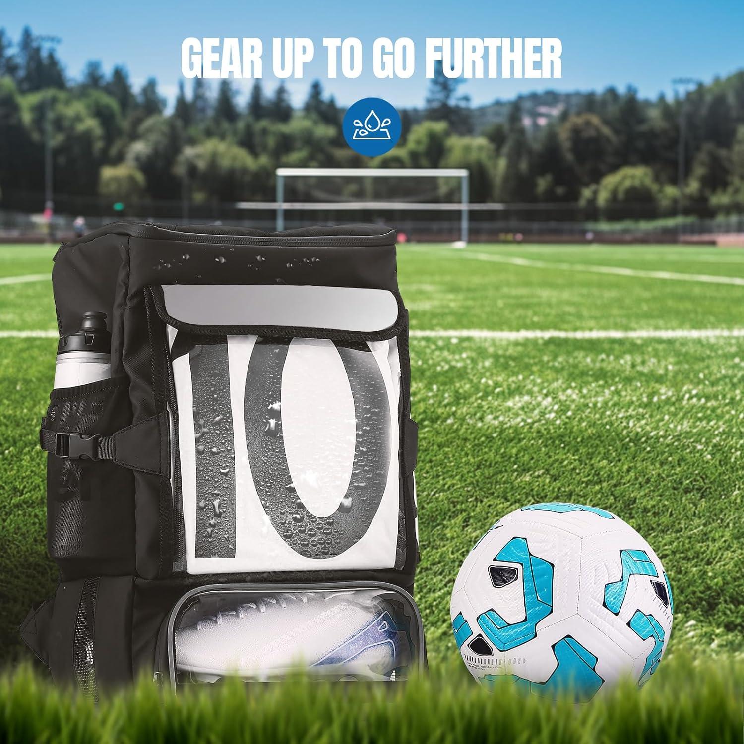 Mochila de Fútbol POIXM Negra 45L con Compartimentos y Velcro