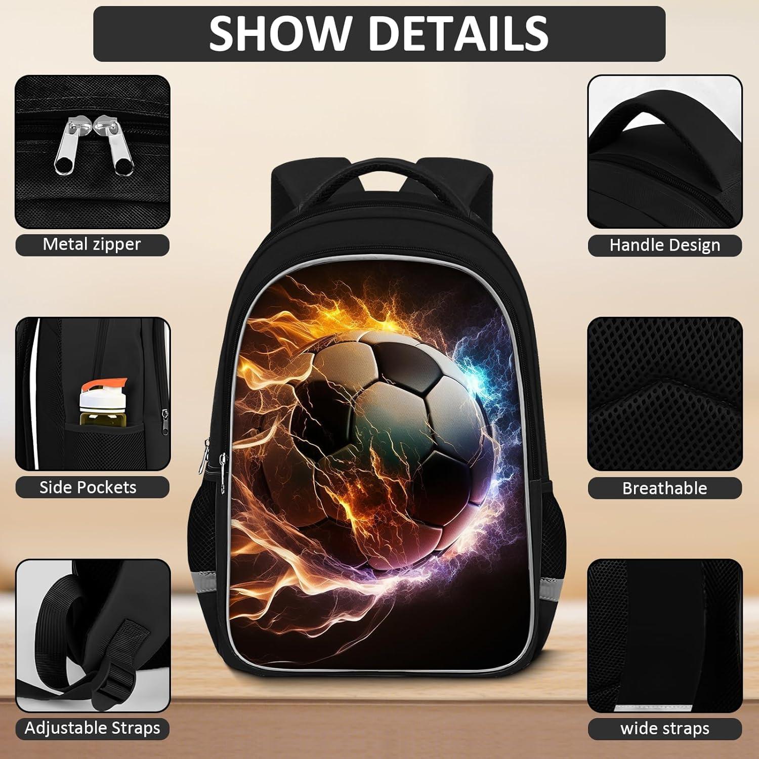 Mochila Escolar TILYTADLY Set Fútbol 4 en 1 43 cm