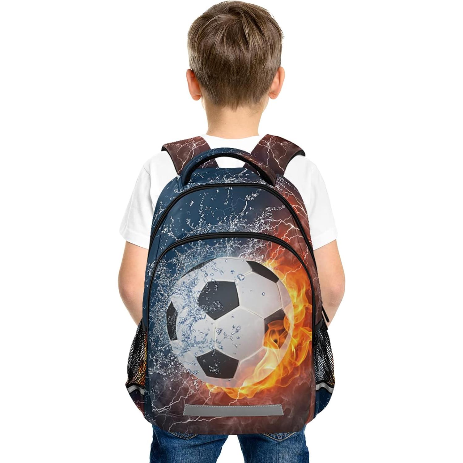 Mochila escolar para niños BOENLE fútbol 29.5x17.5x42.4cm