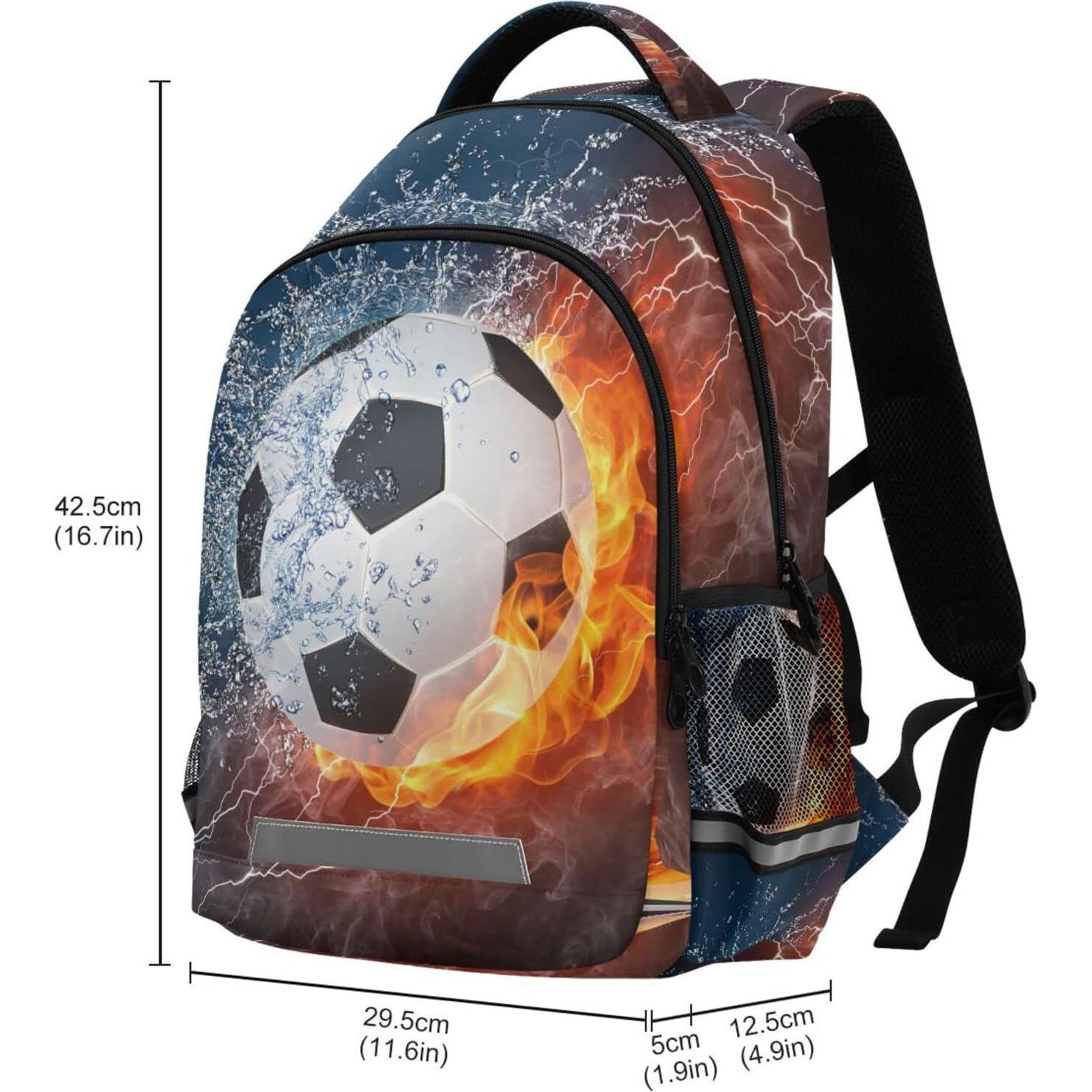 Mochila escolar para niños BOENLE fútbol 29.5x17.5x42.4cm