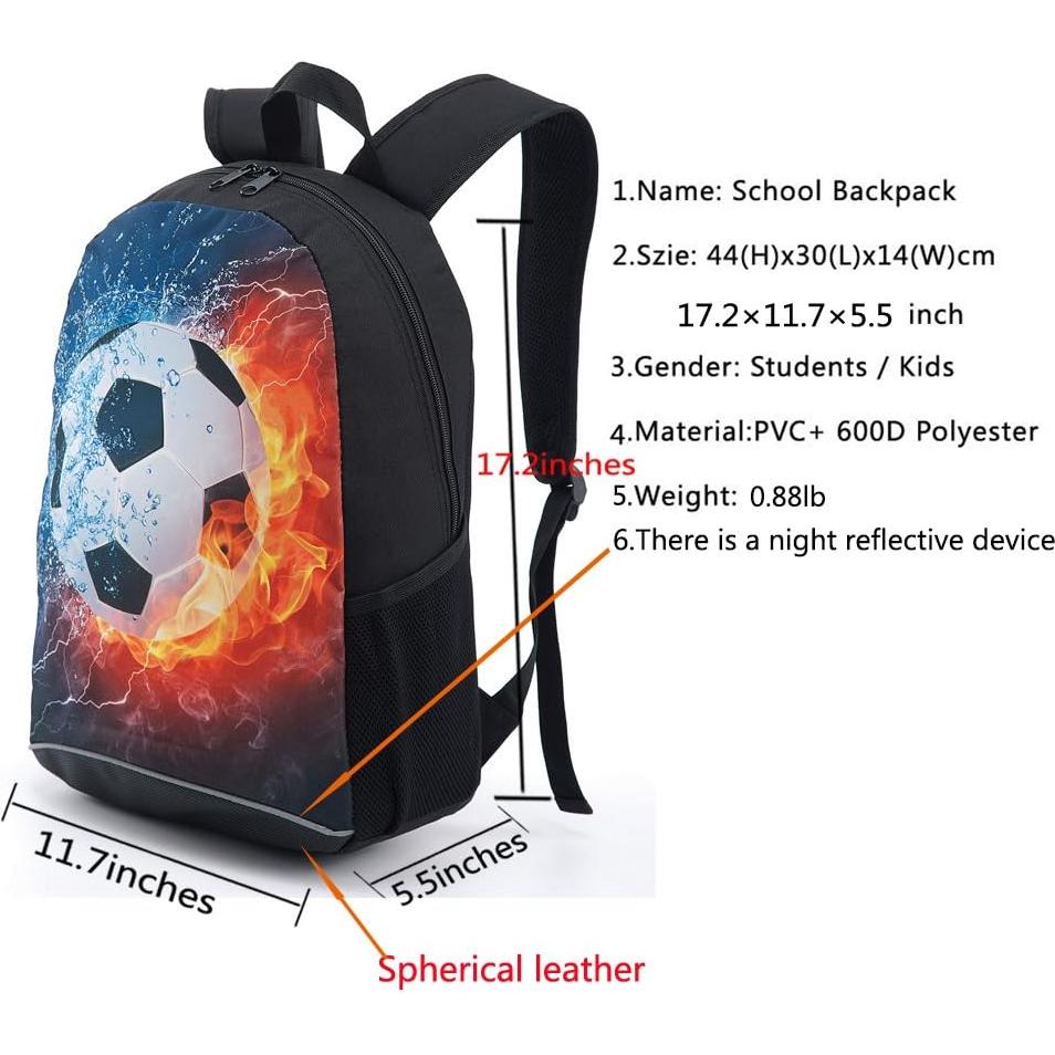 Mochila CAIWEI para Niños 43.7x29.7x14 cm Fútbol Ardiente