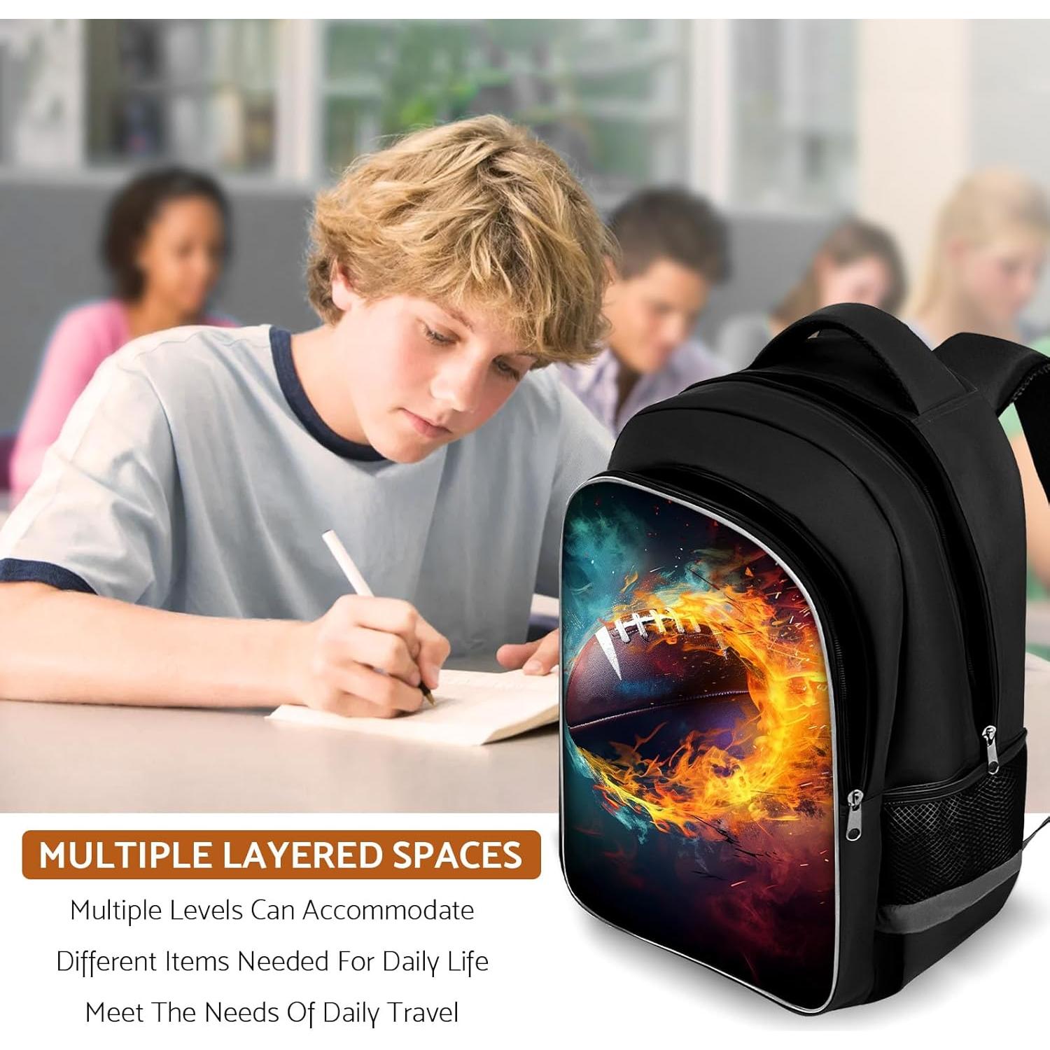 Mochila Escolar Niños Fútbol Americano 20L 43.9x30x14 cm