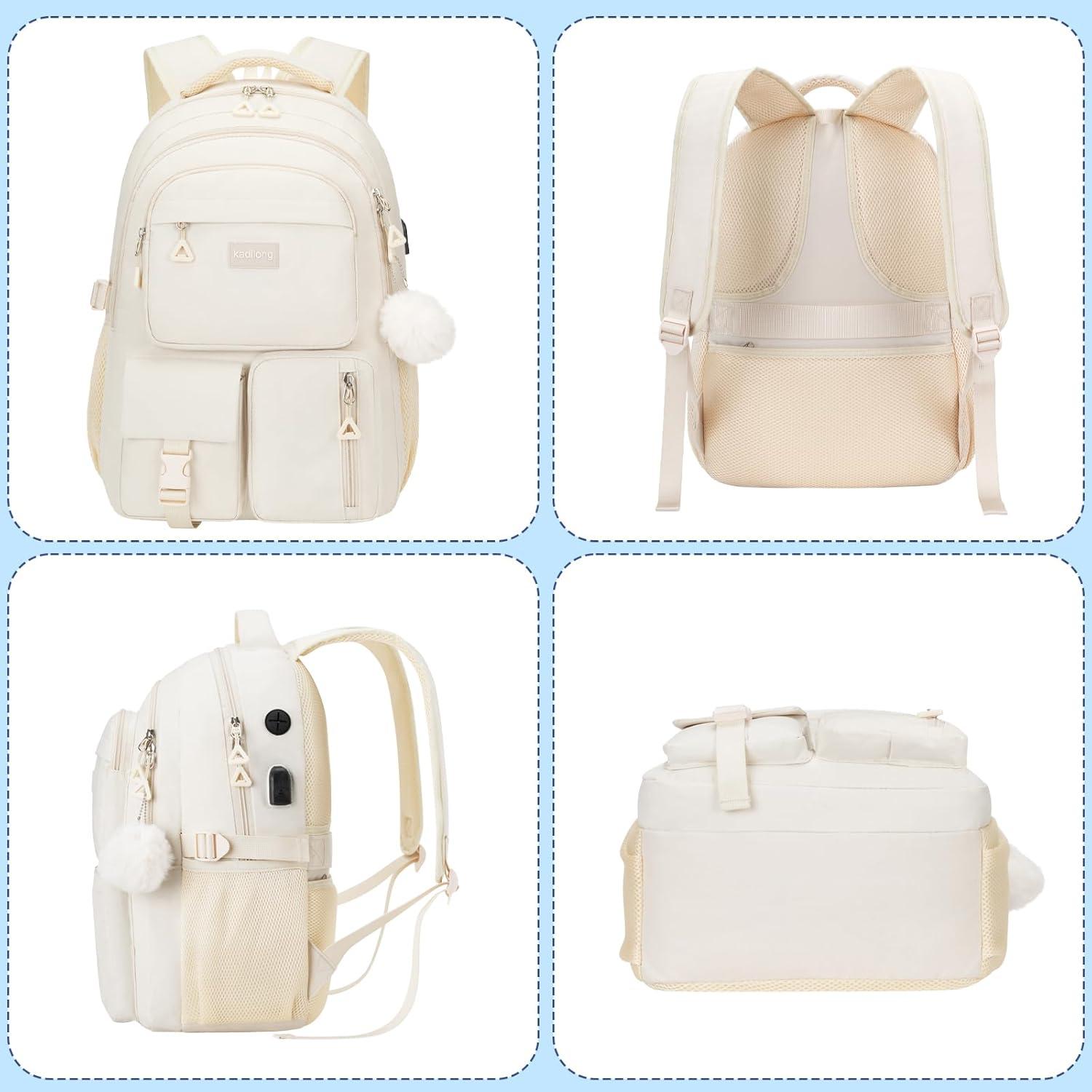 Mochila Escolar Kadilong Beige 45x31x17 cm para Chicas