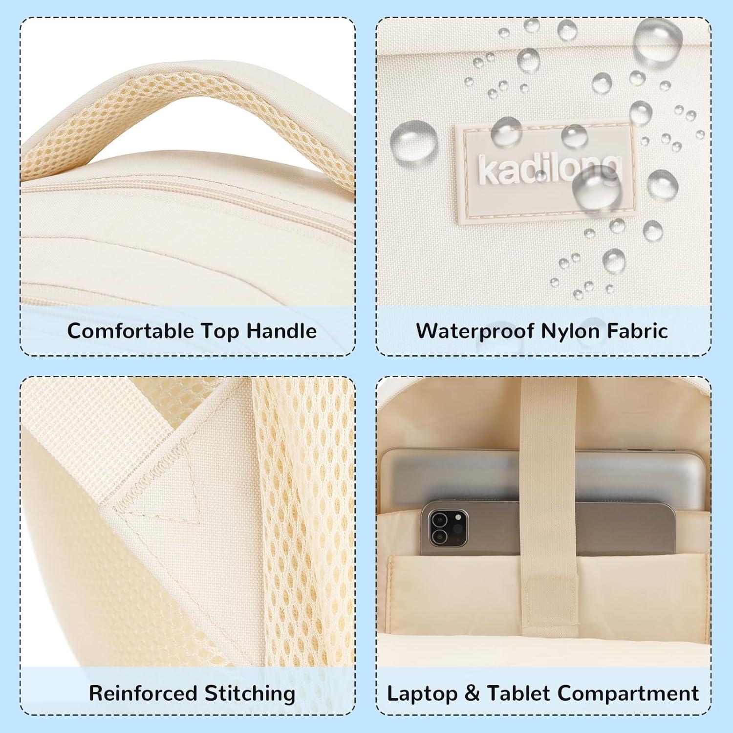 Mochila Escolar Kadilong Beige 45x31x17 cm para Chicas