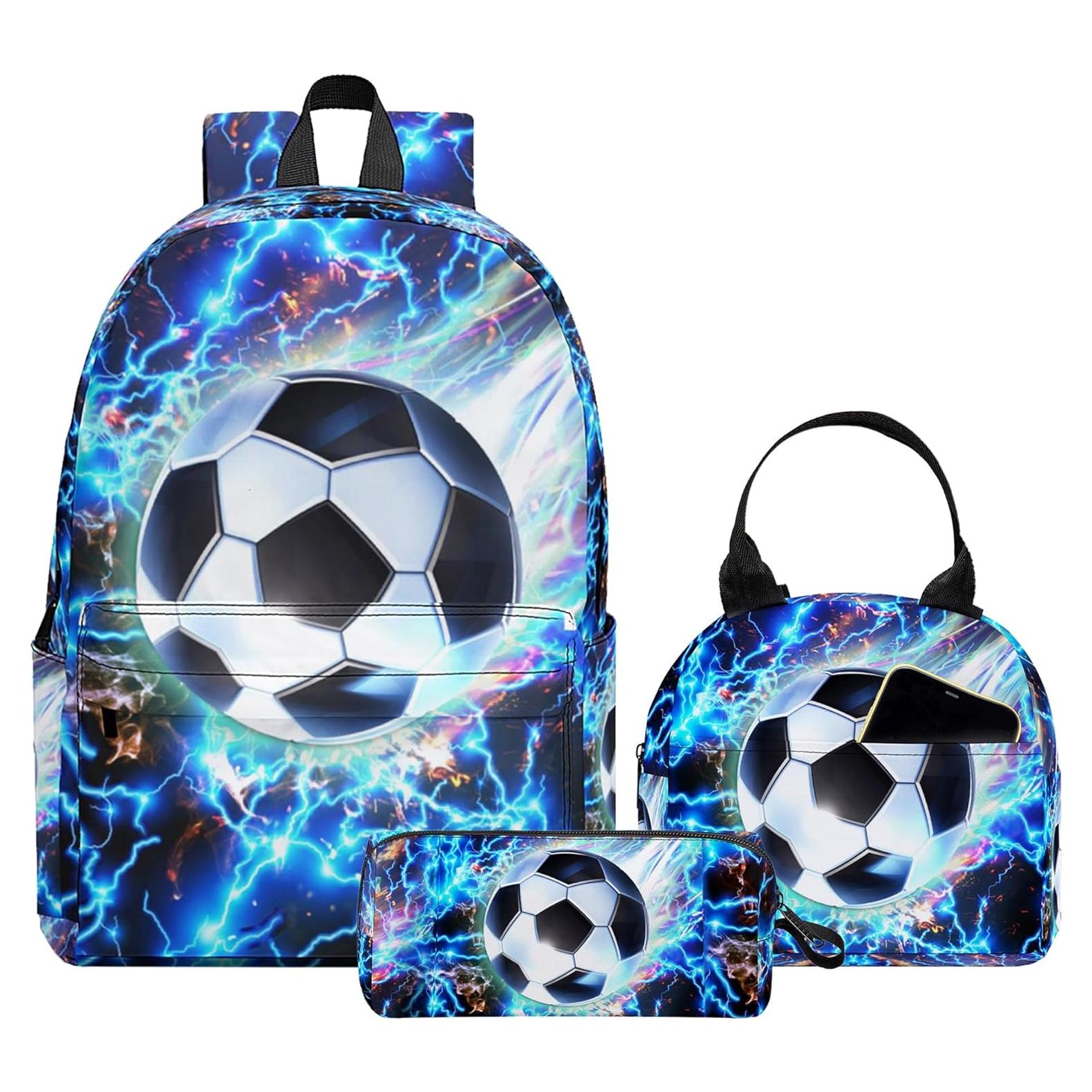 Juego de Mochilas 3 Piezas Ansteade Fútbol Azul 15L