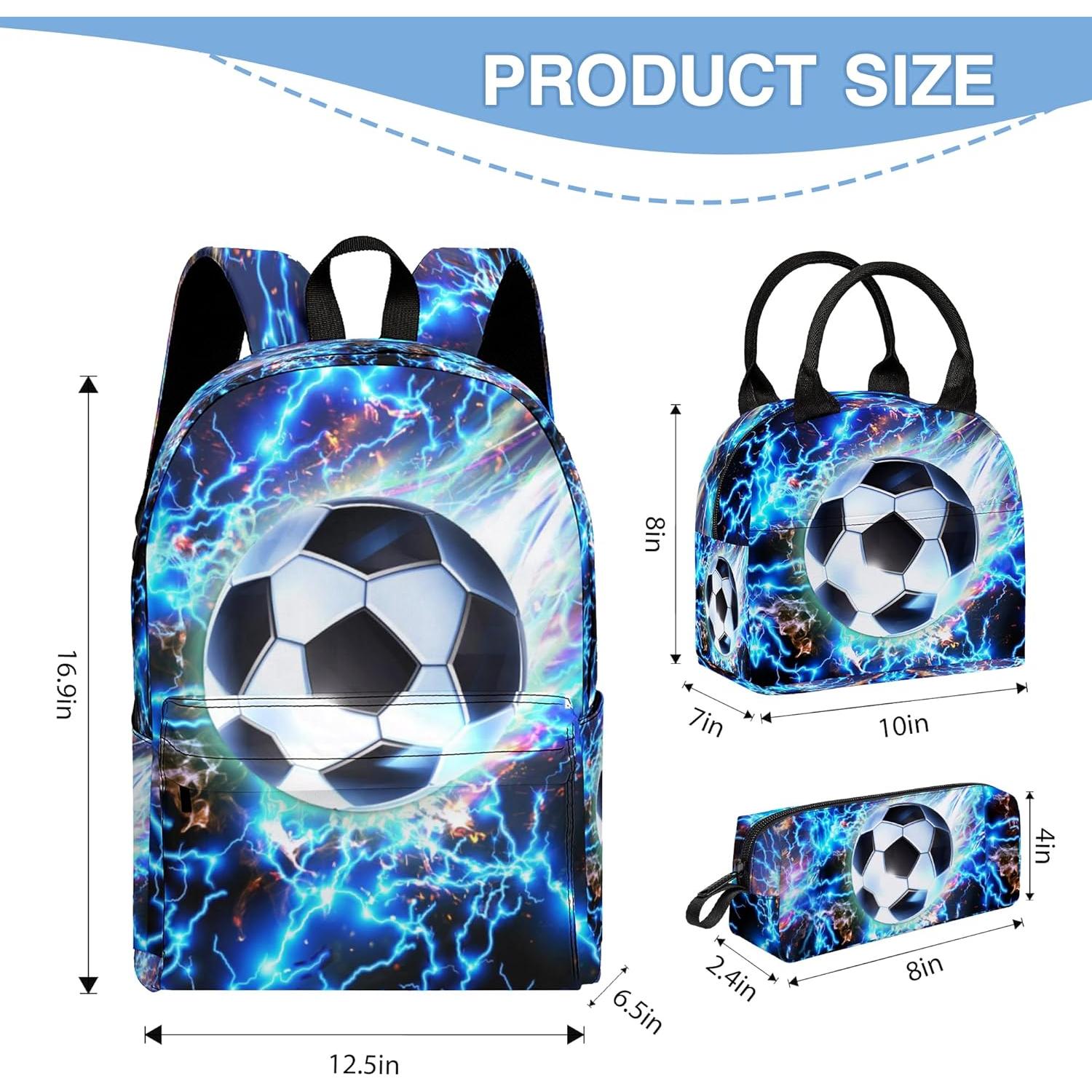 Juego de Mochilas 3 Piezas Ansteade Fútbol Azul 15L