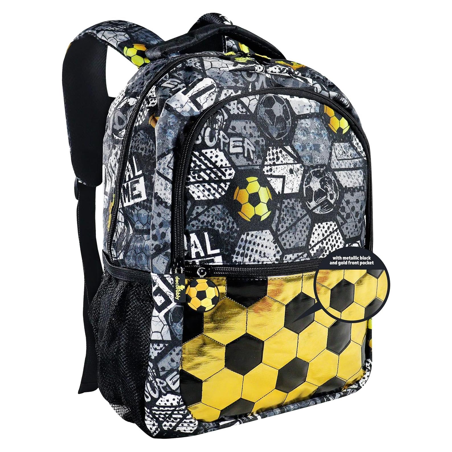 Mochila Temática para Niños Decorably 42cm Fútbol 3 Compartimentos