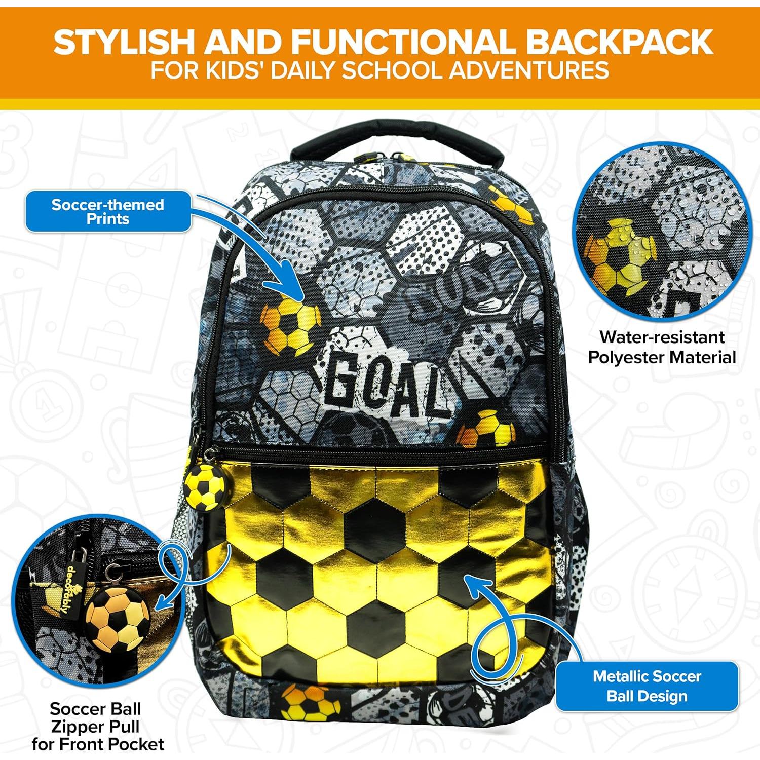 Mochila Temática para Niños Decorably 42cm Fútbol 3 Compartimentos