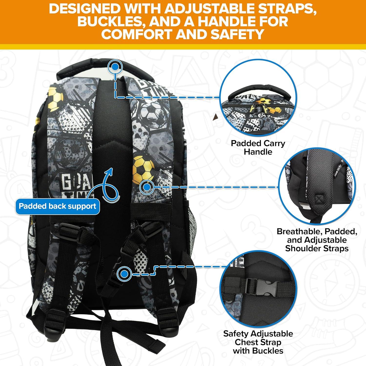 Mochila Temática para Niños Decorably 42cm Fútbol 3 Compartimentos