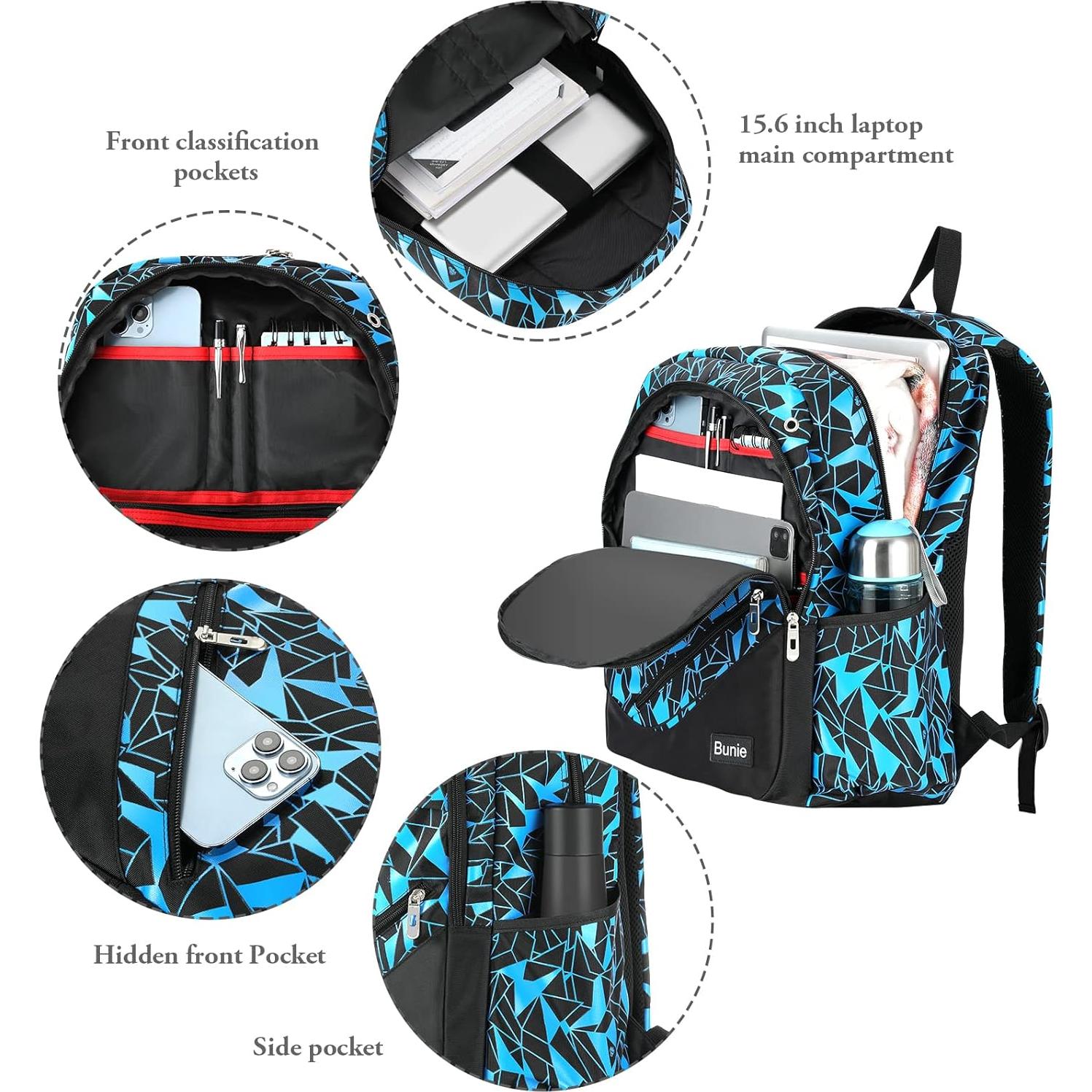 Mochila Escolar Grande Bunie Azul para Niños 7-16 Años