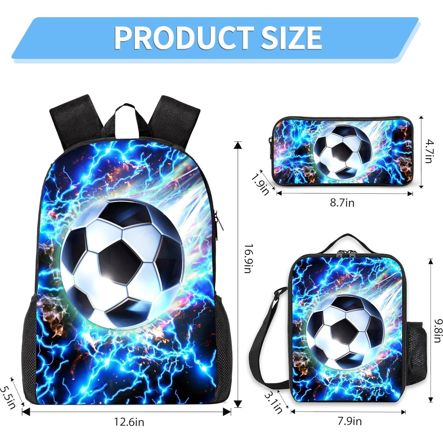 Mochila Escolar 3 Piezas Ansteade Fútbol 43.2 cm Niños