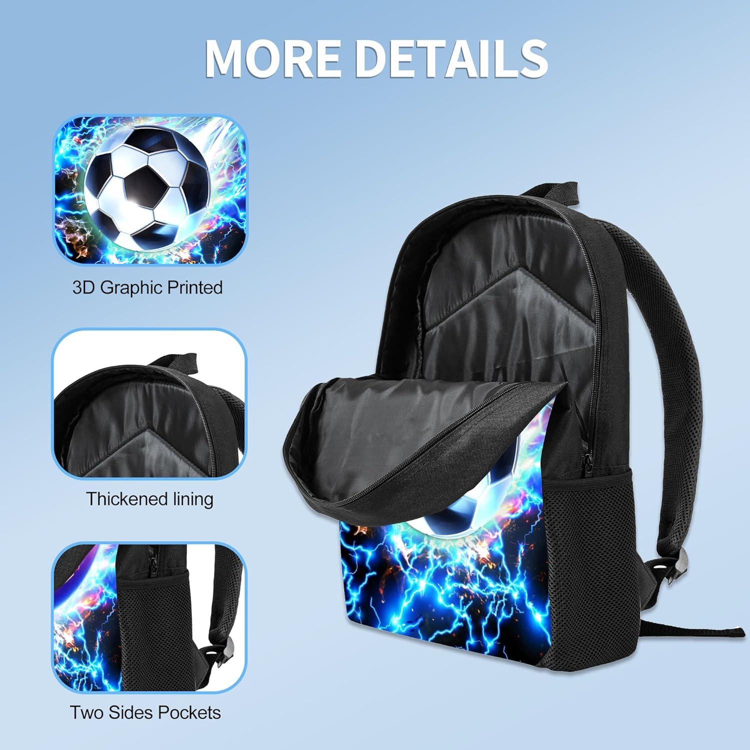Mochila Escolar 3 Piezas Ansteade Fútbol 43.2 cm Niños