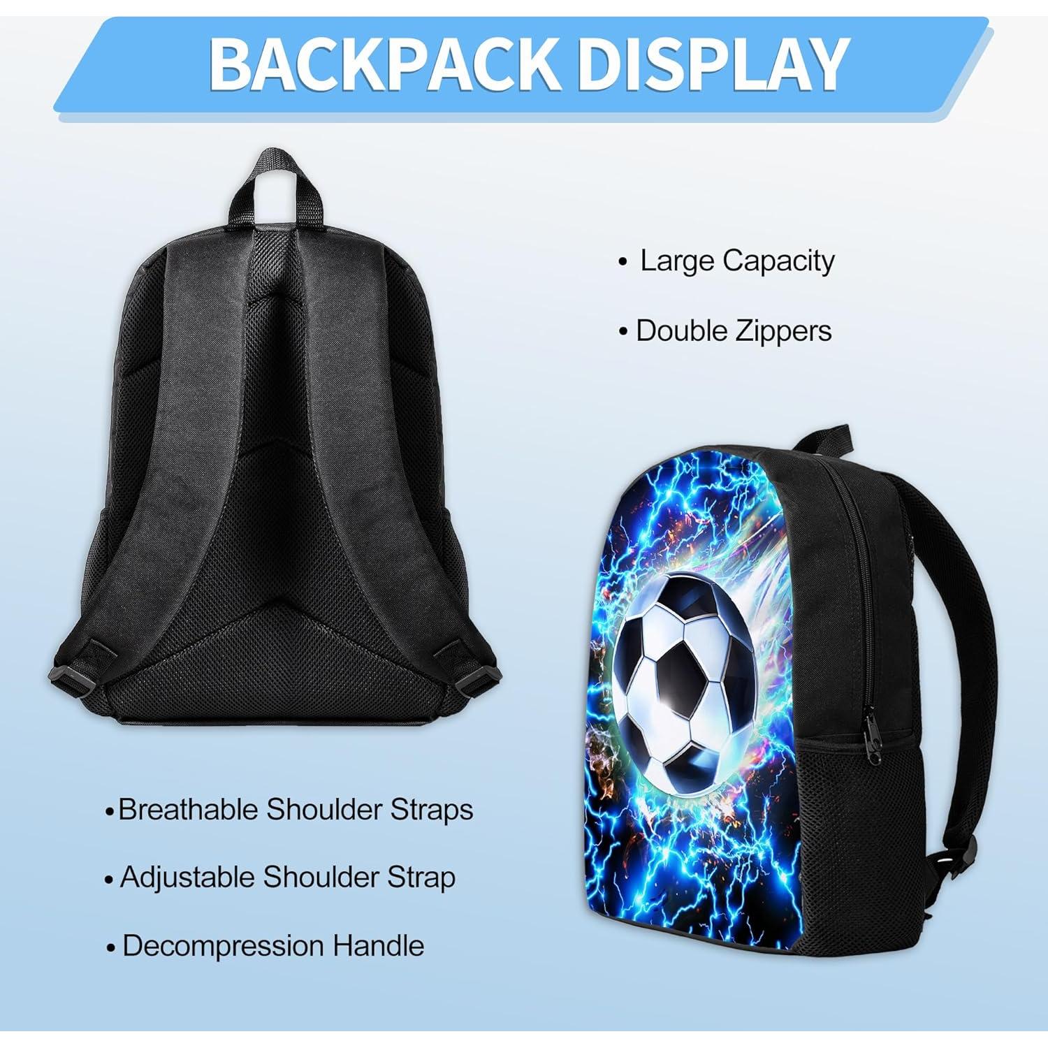 Mochila Escolar 3 Piezas Ansteade Fútbol 43.2 cm Niños