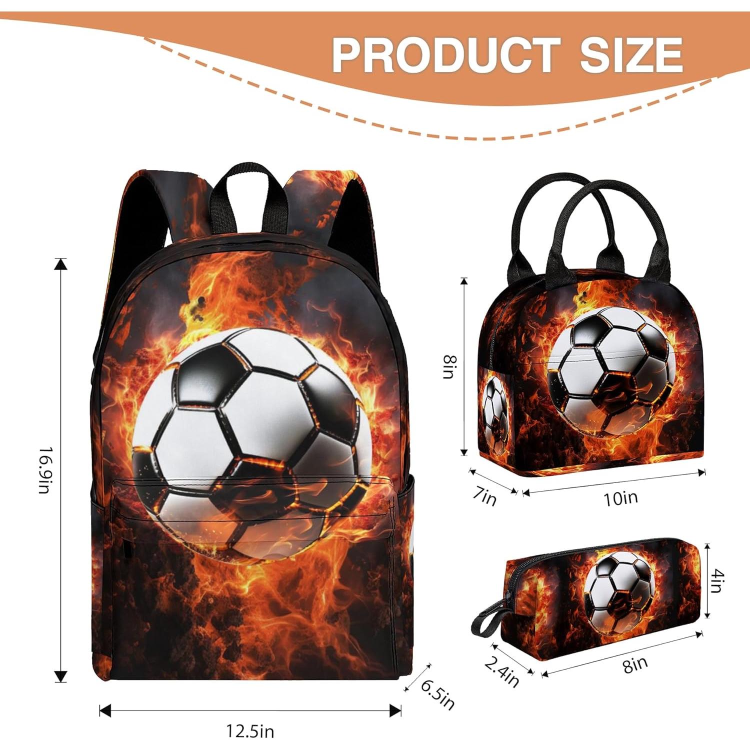 Mochila Escolar Ansteade 17" con Lonchera y Estuche Fútbol