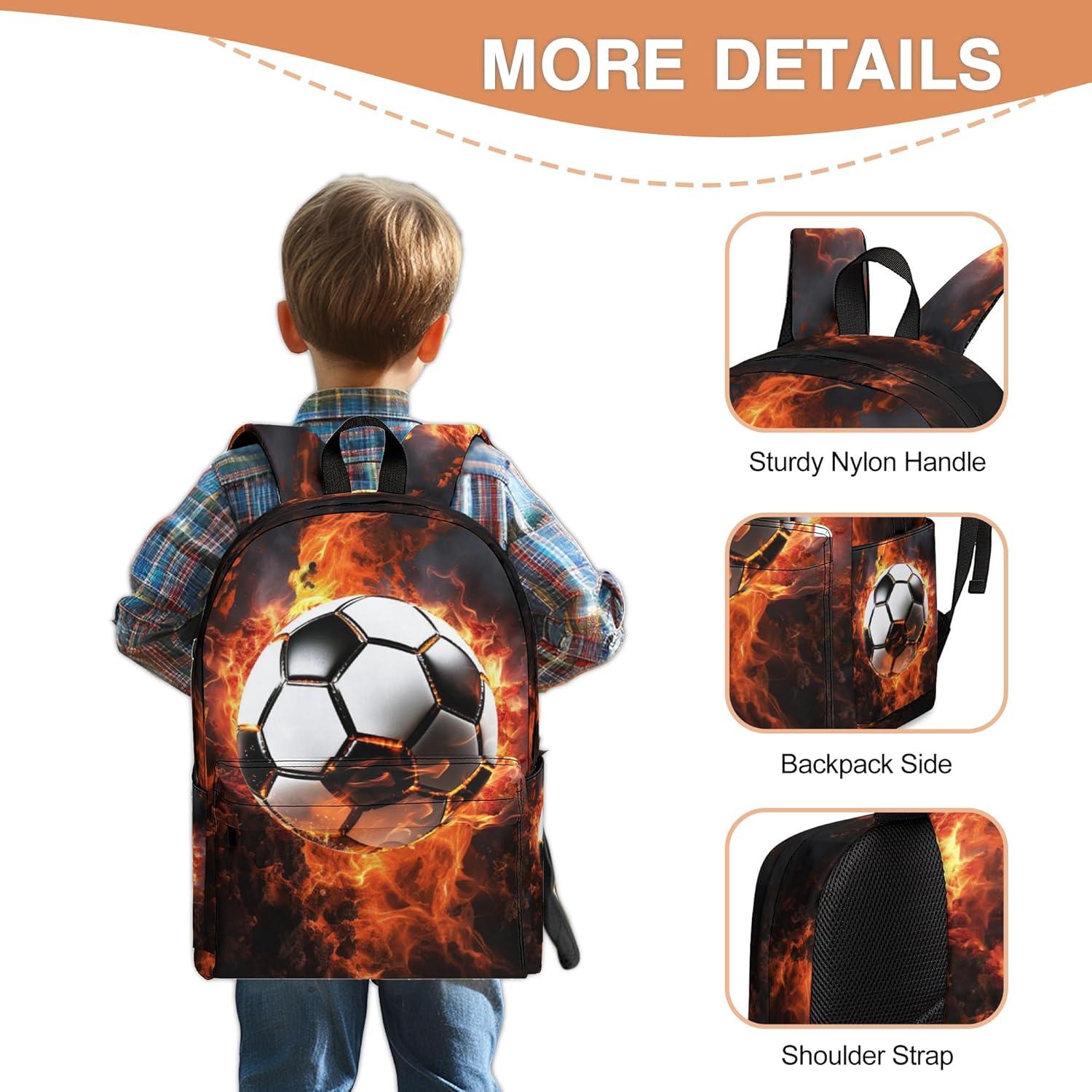 Mochila Escolar Ansteade 17" con Lonchera y Estuche Fútbol