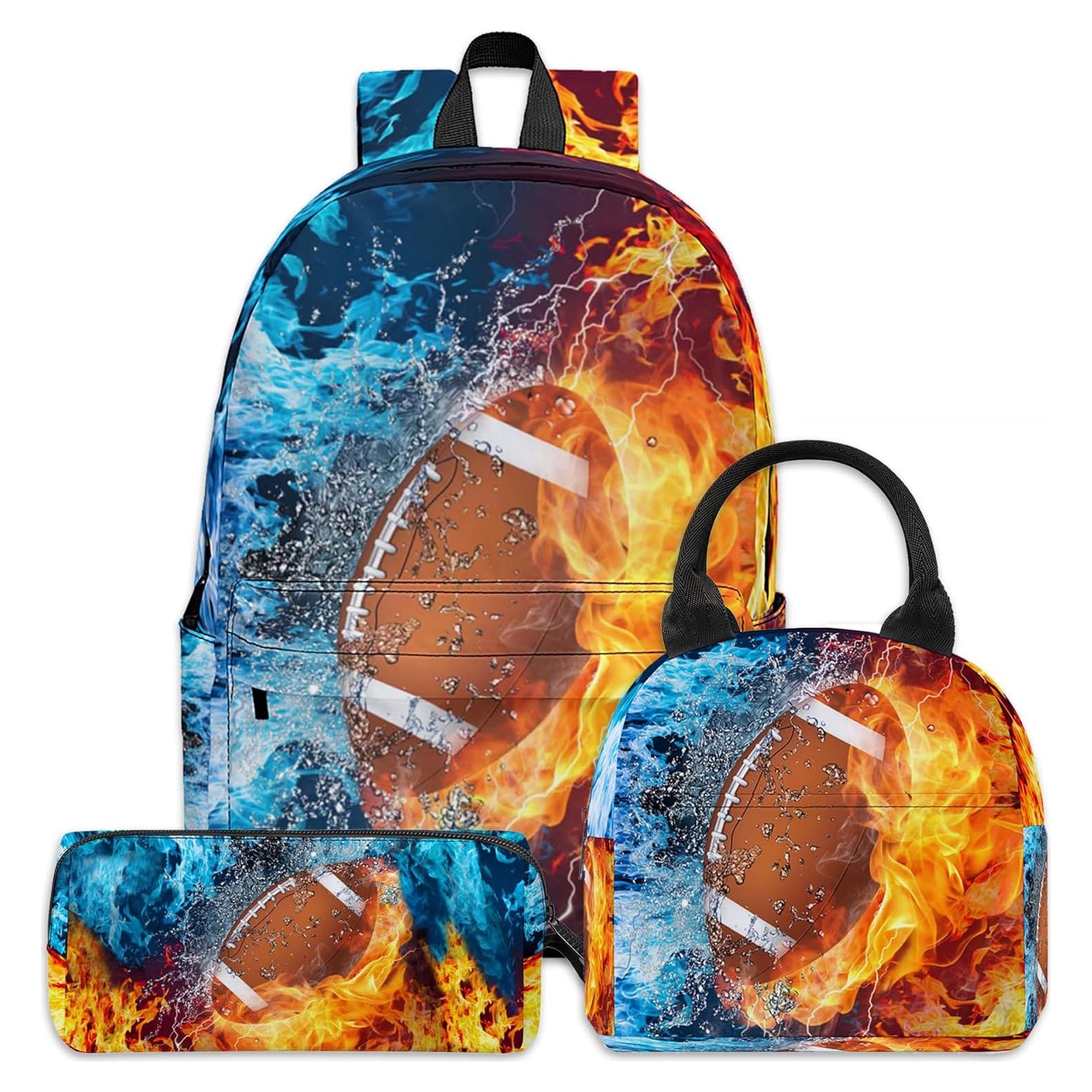 Mochila Escolar 3 Piezas Unisex con Almuerzo y Estuche - Fútbol