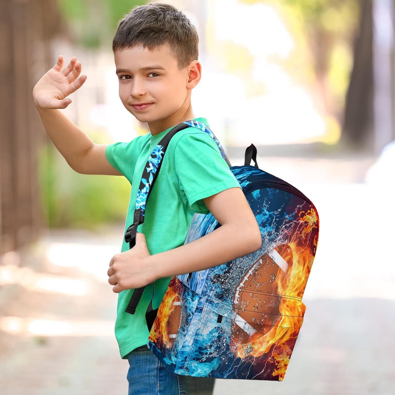 Mochila Escolar 3 Piezas Unisex con Almuerzo y Estuche - Fútbol