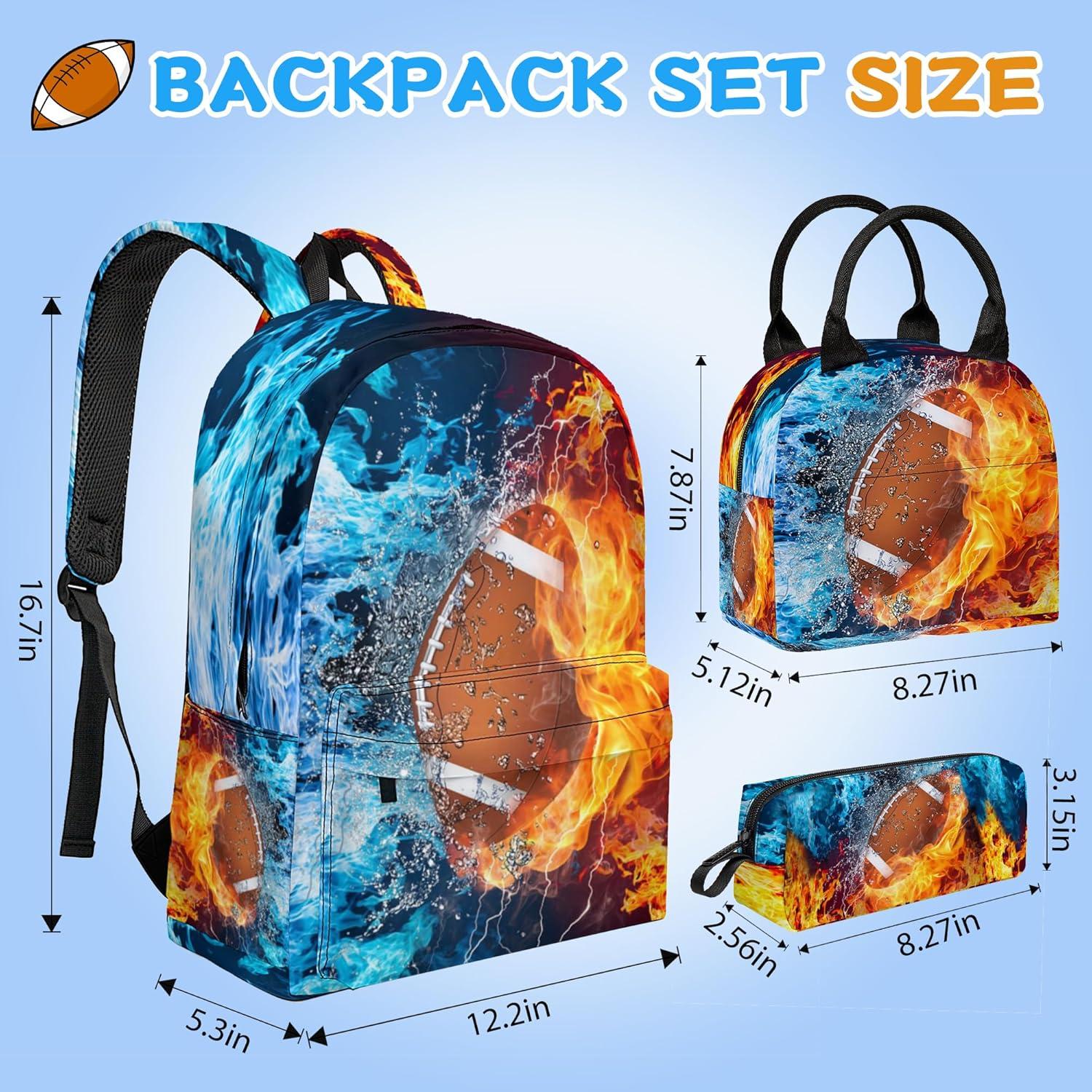 Mochila Escolar 3 Piezas Unisex con Almuerzo y Estuche - Fútbol