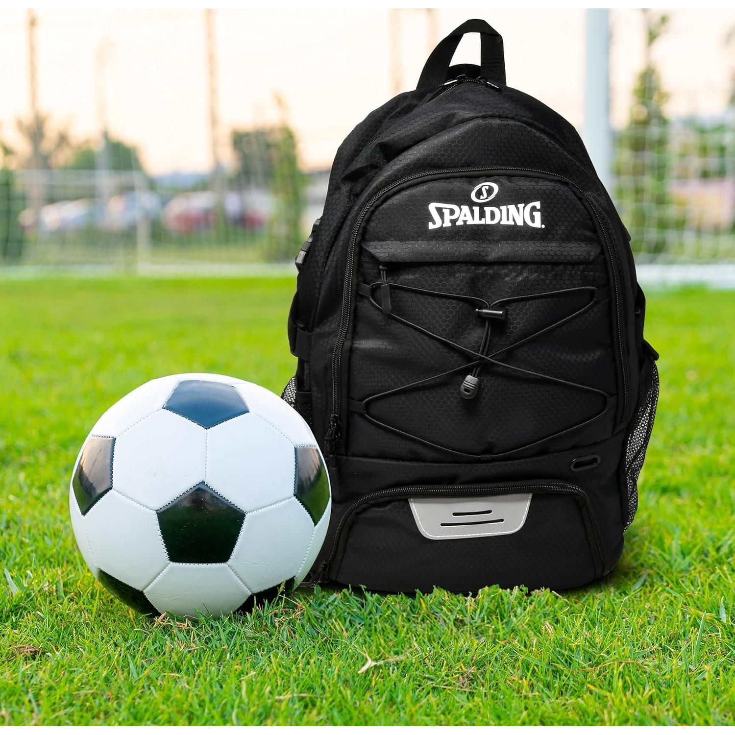 Mochila de Fútbol Spalding 30L Negra con Compartimento para Balón y Zapatos
