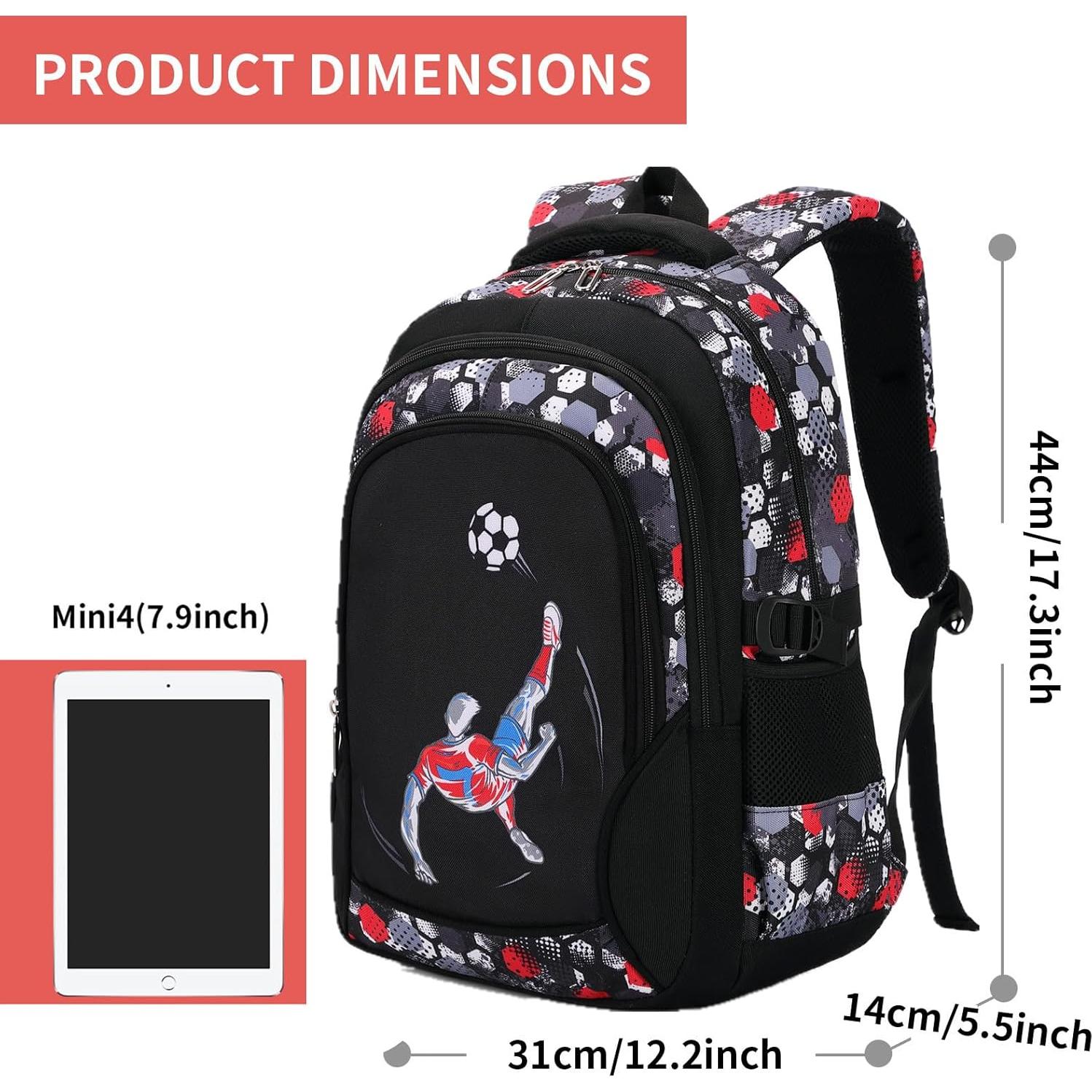 Mochila Camo Ligera para Niños 20L - Jugador de Fútbol Rojo