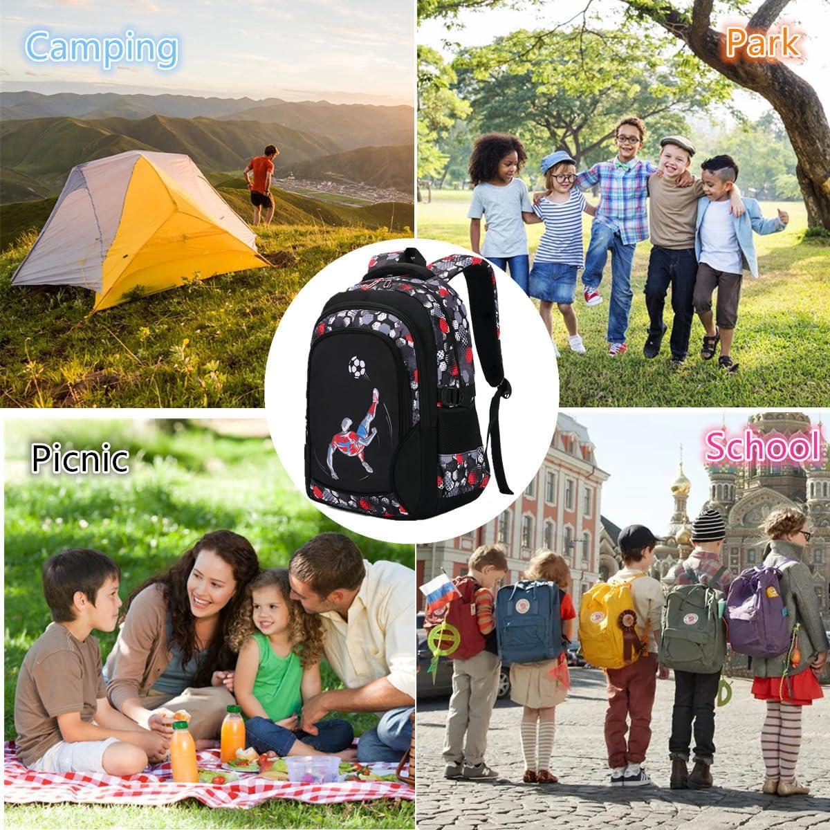 Mochila Camo Ligera para Niños 20L - Jugador de Fútbol Rojo