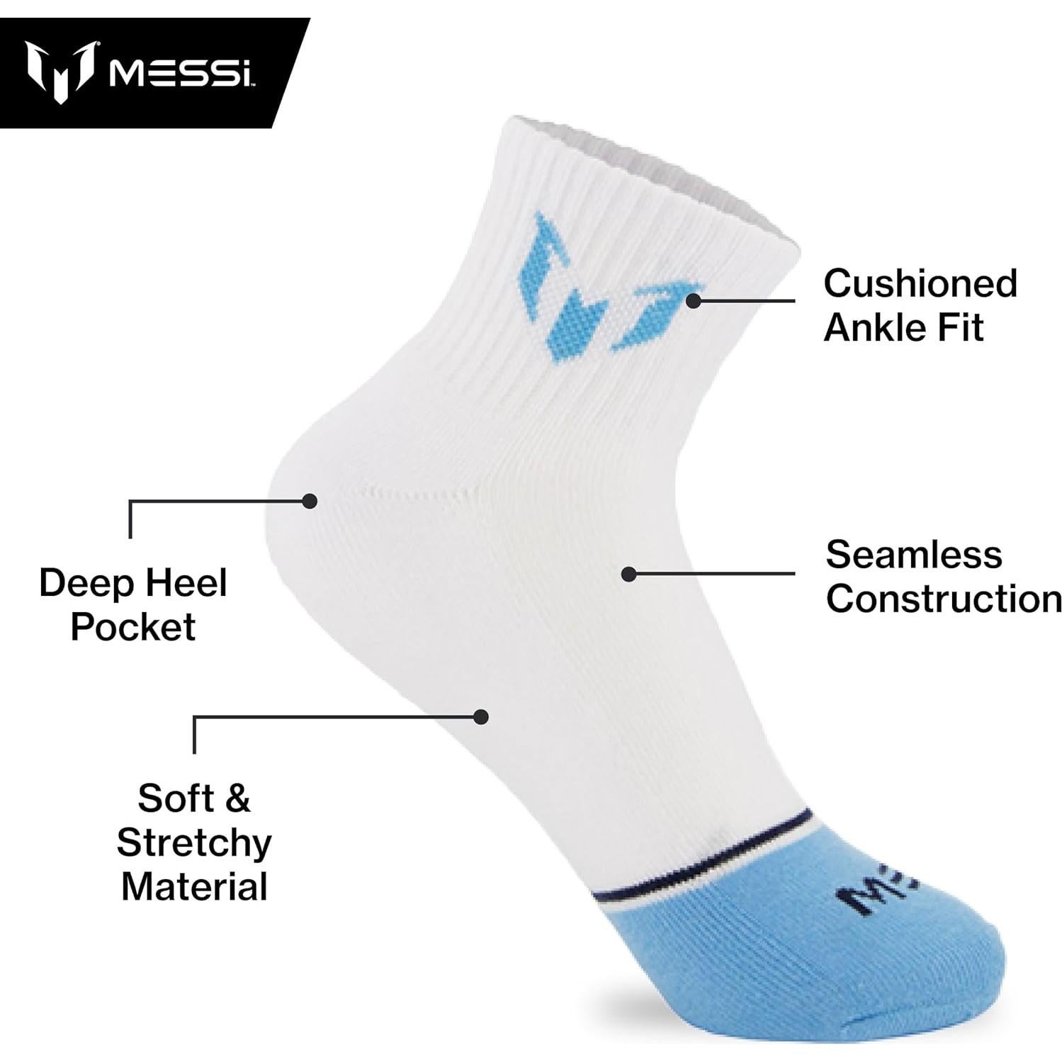 Calcetines de Niñas Messi - Paquete de 6, Suaves y Cómodos