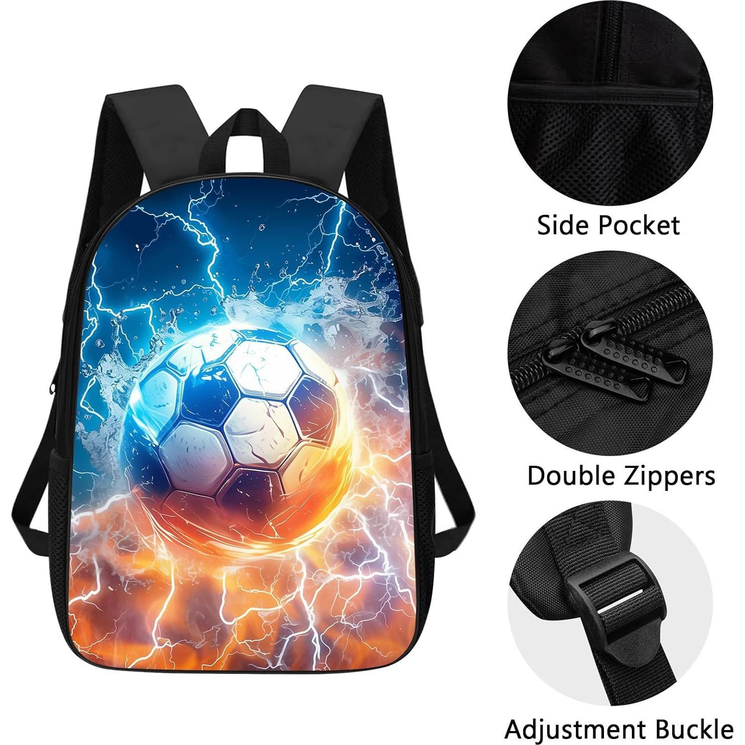 Mochila Escolar ALIFAFA 17" Diseño Fútbol para Niños