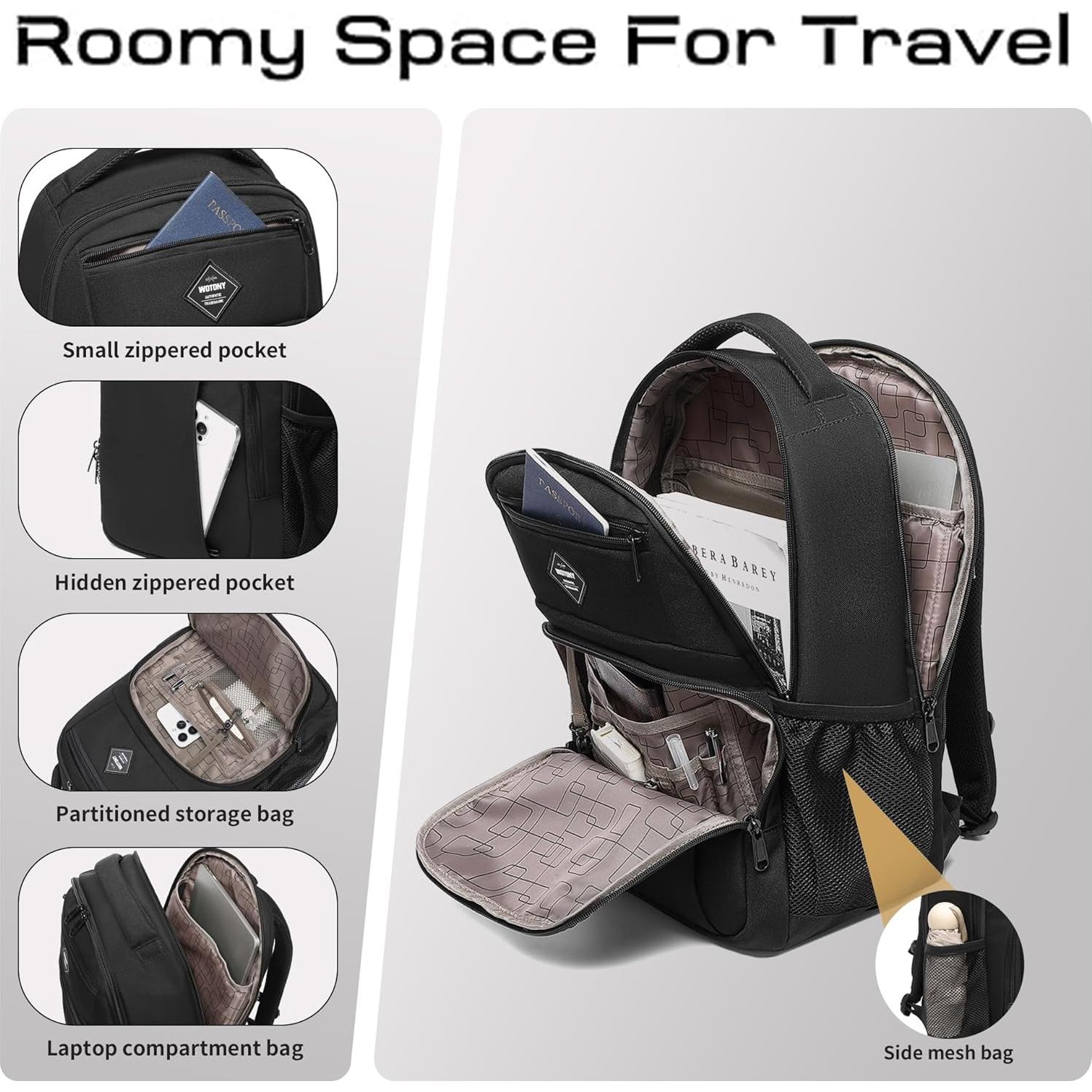 Mochila Wotony para Laptop 15.6" Unisex Negra - 25 Litros